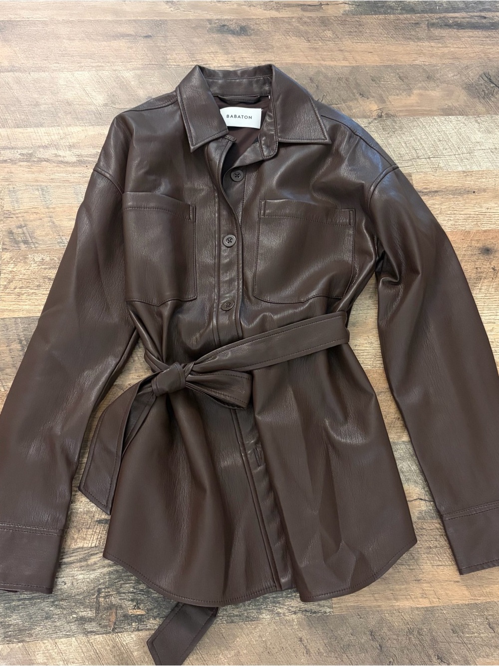 Aritzia babaton brown leather jacket